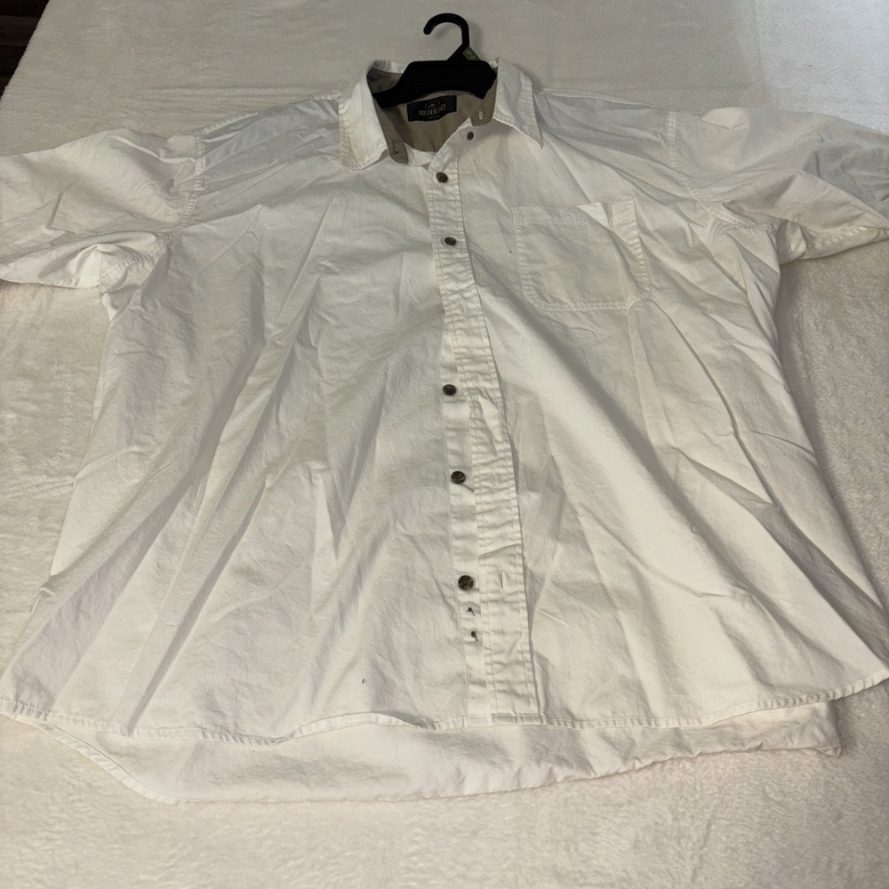 RedHead White Button Up Shirt Mens 3XL Cotton Outdoor Casual Pocket Nature